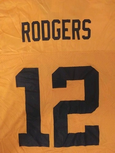 Aaron Rodgers Green Bay Packers NFL Players Reebok Alt Yellow Jersey Men's L - Picture 9 of 9