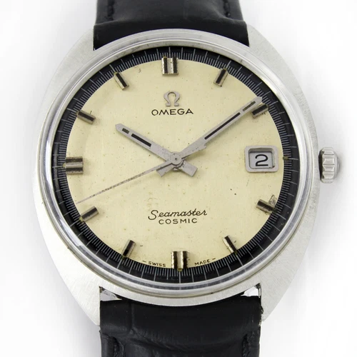 Vintage Omega Seamaster Cosmic Winding 35mm Date Men Steel Watch Ref 136017