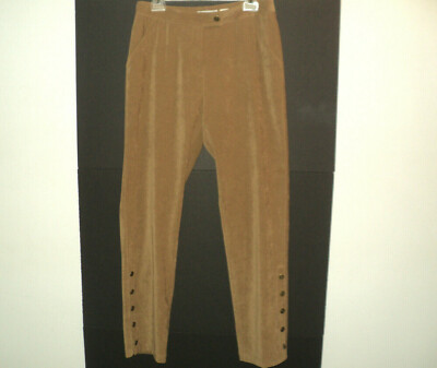 Ann Trinity Pants Size 8 Golden Tan Flat Front Snaps on Lower Leg Polyester