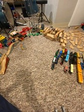 Wooden Toys R Us Train Set w/ Accessory's, train tracks and Thomas the Train Bi