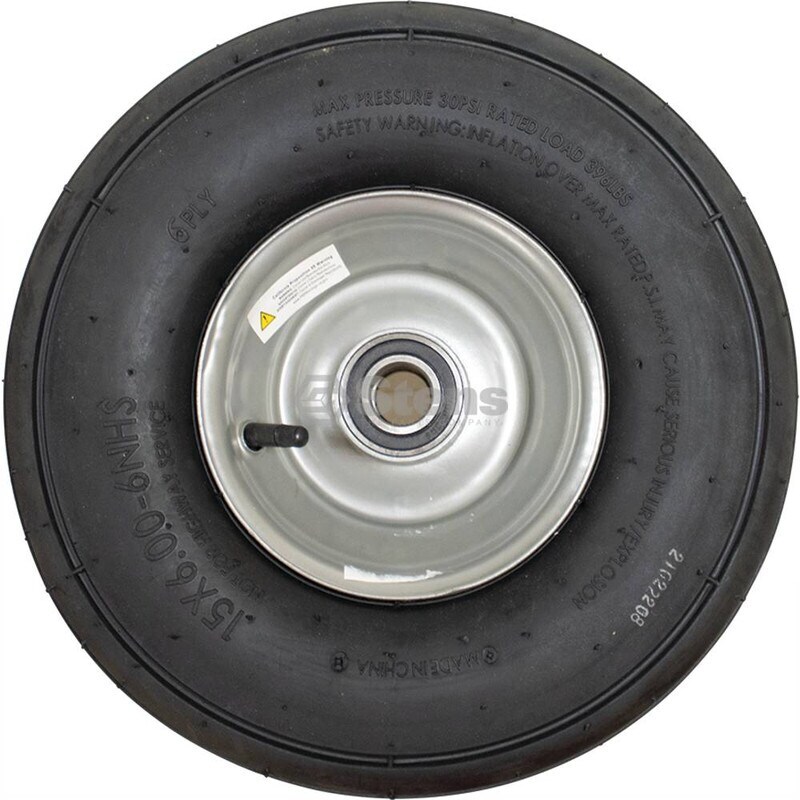 15x6.00-6 Tire with Rim & Bearings for Krone, Kuhn, John Deere