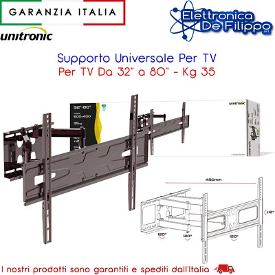 UNITRONIC Supporto TV Sony Parete, Orientabile 32"-80"