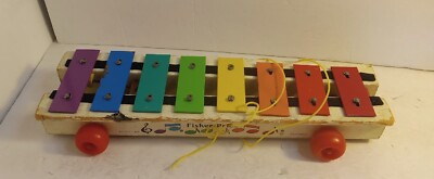 #ad Vintage 1978 Fisher Price Pull A Tune Toy Xylophone #870 with Pull Cord $7.00