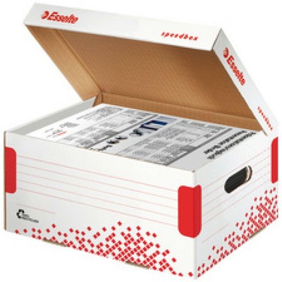 Archiv-Klappdeckelbox SPEEDBOX, Größe: M, weiß/ rot, Esselte 623912 (40497930260