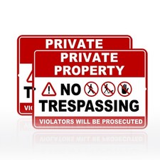 2 Pack Private Property No Trespassing Sign Rust Free Aluminum Metal Sign 8X12