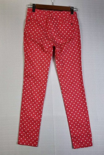 Garnet Hill Kids Polka Dot Pink Pants Girls Youth Sz 10 Skinny Straight Jeggings - Picture 4 of 6