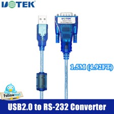 4.92ft USB to RS232 Converter Cable USB-A COM Port DB9 Serial Adapter Connector