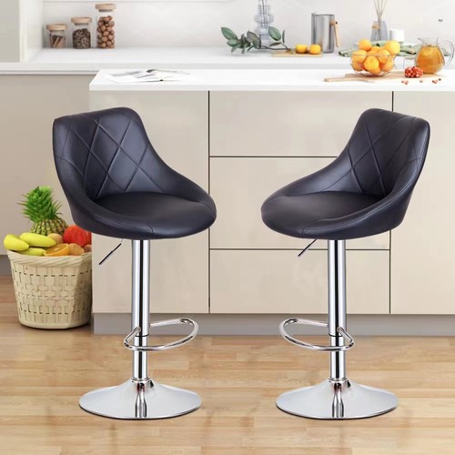 2 x Bar Stools Mid Back Armless Oval Seat Gas Lift Swivel Cafe Breakfast Stool - Picture 14 of 46