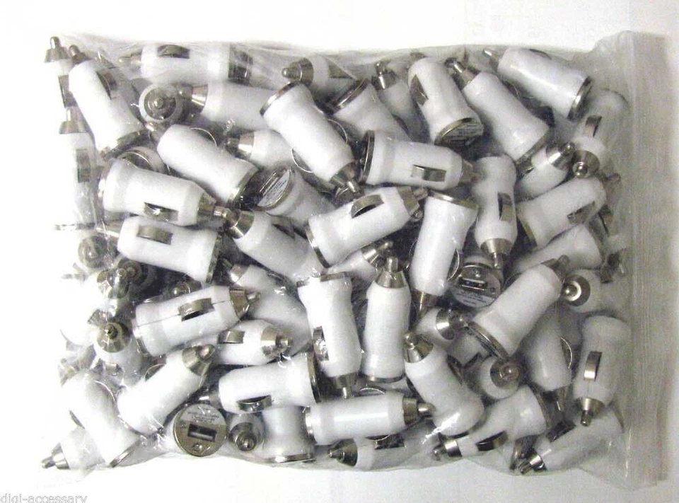 Venta al por mayor Lote 100x Cargador Adaptador Universal USB Blanco Coche 1A iPhone 8/8+ X/XS Foto 2 de 2