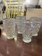 Federal Glass Colonial Iridescent Thumbprint Set Of 4 Flat Tumblers Glasses
