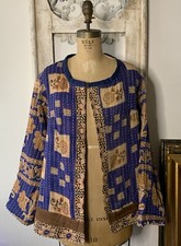 Vintage Kantha Kimono Jacket Cotton Handmade Open Front One Size
