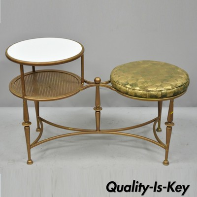 Italian Neoclassical Iron Glass Telephone Stand Gossip Bench