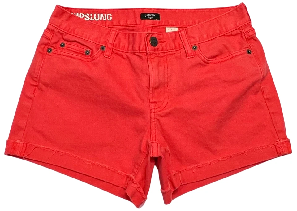 Pantalones Cortos de Jean J Crew Para Mujer (4) Corte Hipslung Puños Elastizados Denim Coral 28X3.5 Foto 2 de 4