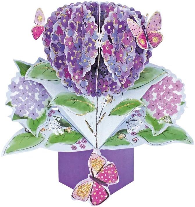 3D Pop Up Card Hydrangea Flowers Purple Female Blank Greeting Keepsake Cards - Image 3