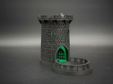 Lighted 5" Dice Tower and Tray w/ Swapable stairs, DnD,Dungeons and Dragons, Grn