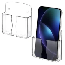 2PCS Wall Holder Clear Shelf Self Adhesive with Charging Hole Compatible with...