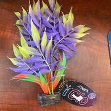 Glow under Blue LED Light Aquarium Fish Decor Plant purple yellow orange 7.5"