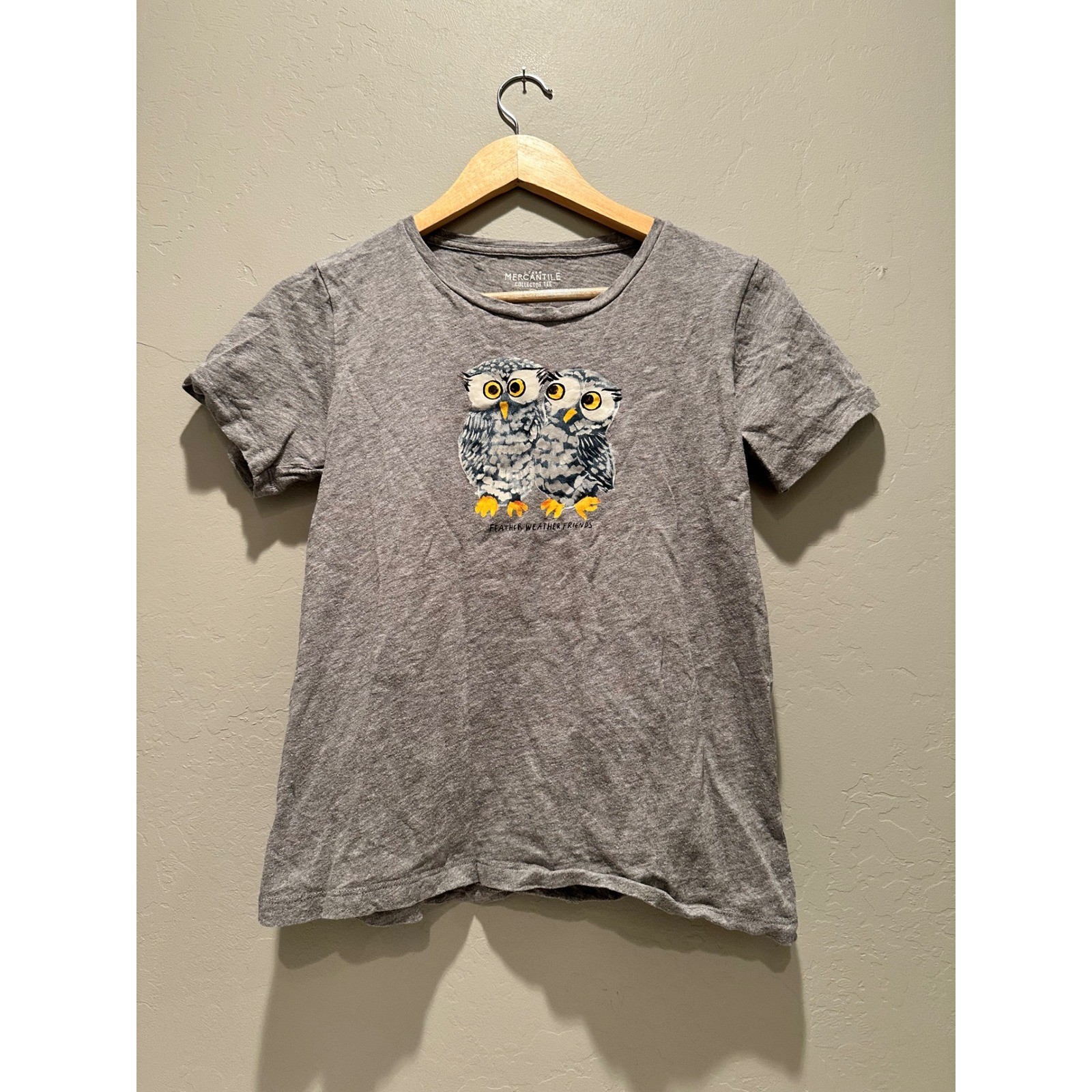J.Crew Owl Collector Short Sleeve Tee Shirt Small Gray