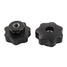 M8 1.25mm Pitch Female Thread Hole Star Screw Clamping Knob Black 2pcs