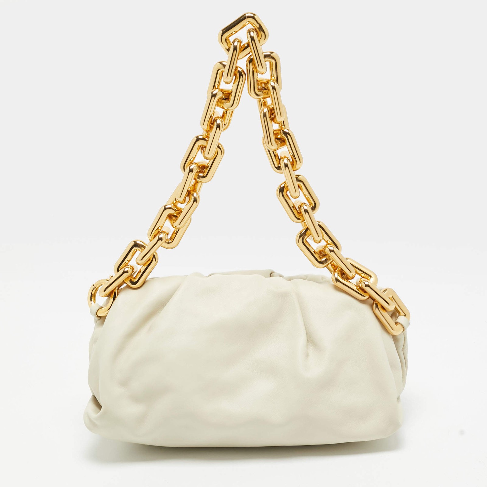 Bottega Veneta The Chain Pouch Off White Leather Bag