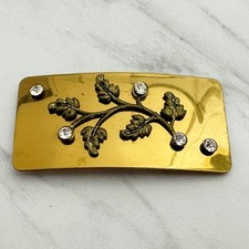 Vintage Rhinestone Floral Gold Tone Cinch Belt Buckle