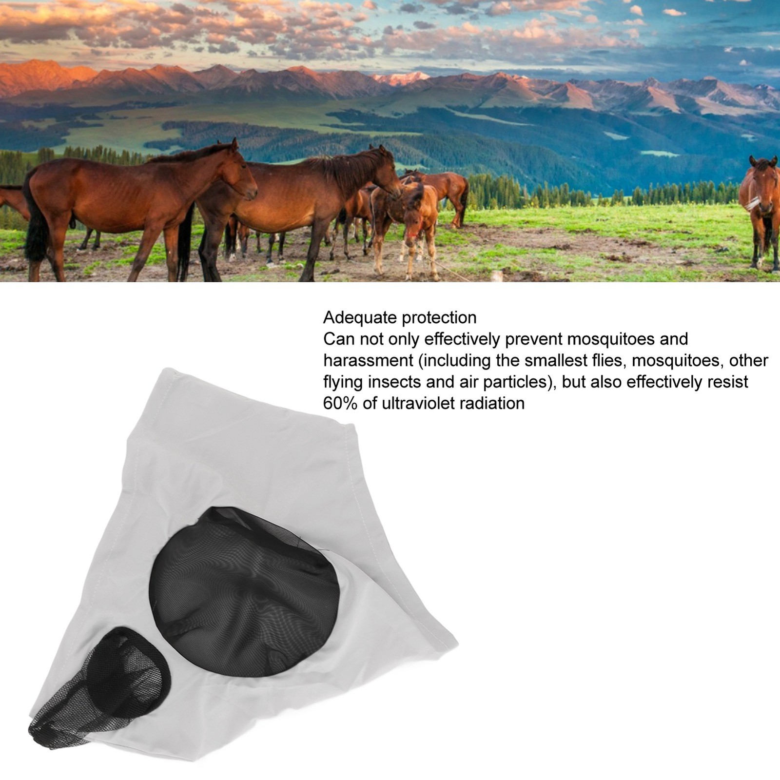 Horse Mesh Fly Mask Breathable With Ears Protection For Horses