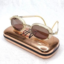 Jean Paul Gaultier 58-5201 Sunglasses Oval Gold Ivory Frame Brown Lens Japan