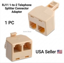Modular TELEPHONE Line Cable Wall Outlet SPLITTER Double Jack Connector LAN New