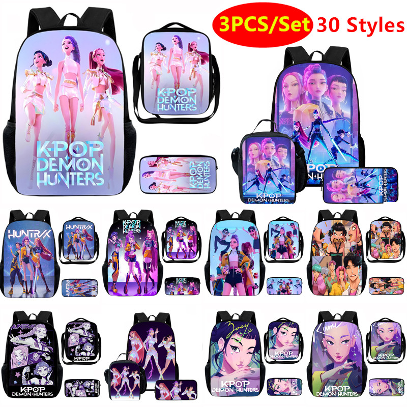 Niños Niñas KPOP Cazadores de Diablos Mochila Escolar Niños Mochila de Viaje Bolso de Hombro