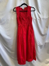 GANNI x RTR Smocked Sweetheart Dress Red Size 38 Discoloration