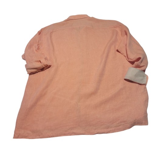 Inserch Herren 5XL 100% Leinen Tunika Orange Tasche Kontrast Innen Bündchen Rollriegel - Bild 4 von 4