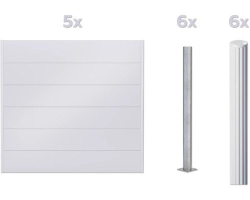 Zaun Set Alberts Palitio Zum Aufschrauben ProfilhöHe 30 Cm 10 M X 180 Cm WeißAlu-image