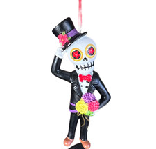 Day of the Dead Ornaments Catrin Resin Dia de los Muertos 4" Sugar Skull