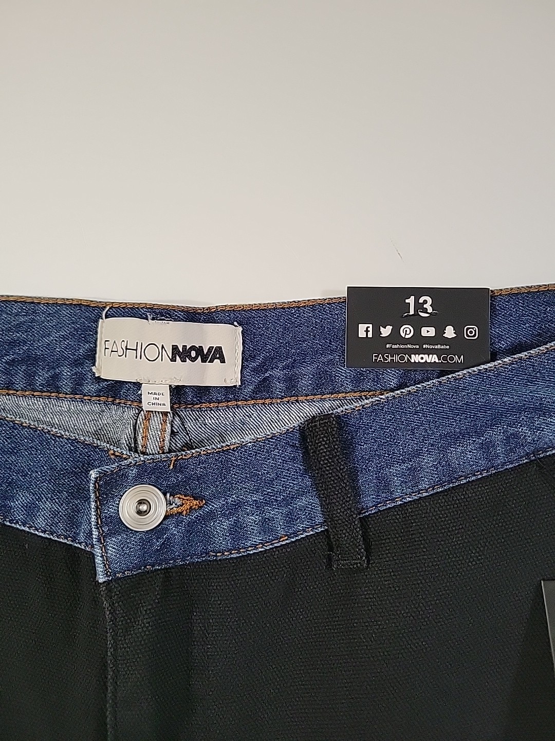 New Fashion Nova Jeans Size 13 Blue & Black Carpenter Cargo Chino NWT READ image 8