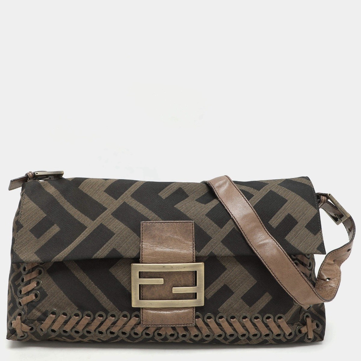 RARE Fendi Baguette XL - Zucca Canvas and Leather Whipstitch | eBay