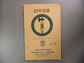Boy Scout Civics Jan 1939 Brown Cover Merit Badge Pamphlet 9159PP