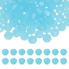 8mm Round Crystal Beads, 100 Pcs Glass Faceted Ball Bead, Light Sky Blue