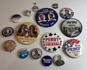Vintage Political Button Pin Lot (16) / Politician Campaign Republican /Democrat