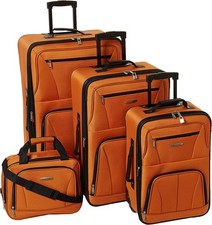 Rockland Journey Softside Upright Luggage Set Orange 4-Piece 14/19/24/28