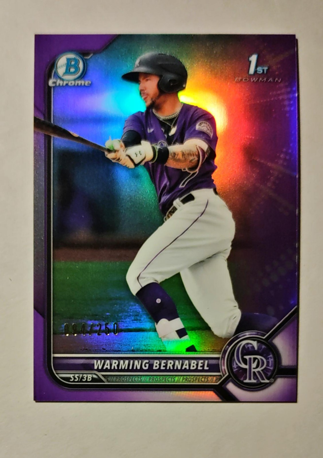 Warming Bernabel 2022 1st Bowman Chrome #BCP-46 PURPLE REFRACTOR 094/250 RC i6