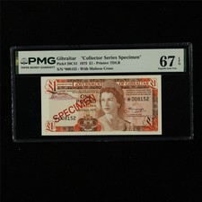 1975 Gibraltar"Collector Series Specimen" 1 Pound Pick#20CS1 PMG 67 EPQ UNC