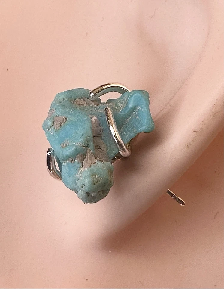 Pendientes de plata de ley 925 pepita turquesa Arizona cruda hechos a mano de 9 quilates cada uno Foto 4 de 4