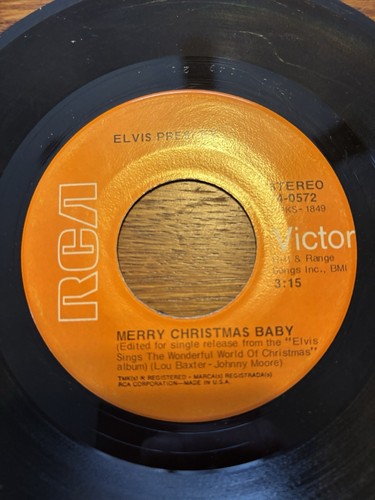 ELVIS PRESLEY MERRY CHRISTMAS BABY, O COME, ALL YE FAITHFUL RCA 45 *W/ SLEEVE - Picture 2 of 3