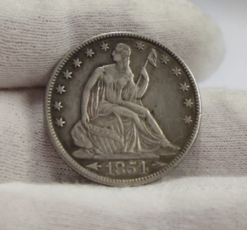 1854 O Arrows US Seated Liberty Half 50c XF (Cleaned)