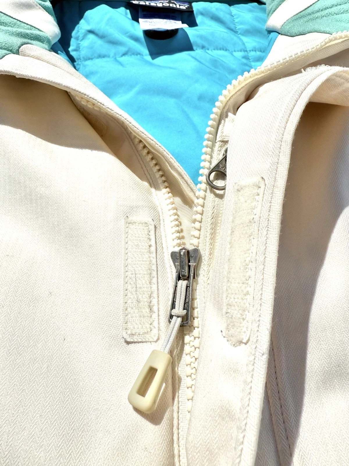 OFF WHITE Giacca donna Patagonia sci snowboard isolata snowbelle taglia XL bianco sporco blu