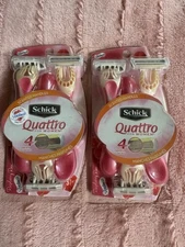 LOT OF 2 Women’s Schick QUATTRO Disposables Razors 3pk Skintimate RASPBERRY RAIN