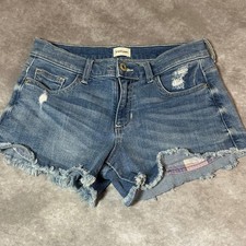 Sneak Peek Denim Shorts Womens Size S Blue Mid Rise Distressed Cut Off Frayed