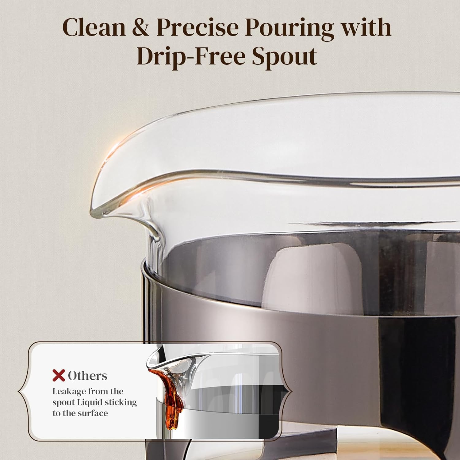 Veken French Press 21oz 0.6L Glass Coffee Maker Dark Pewter