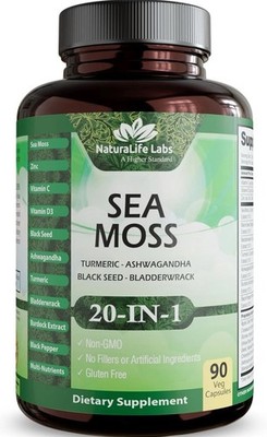 NATURALIFE Sea Moss Complex  with Black Seed Oil Turmeric Ashwagandha 90 Caps