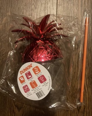 Limited Edition Dunkin Pineapple Cup  x2 New Authentic With Straw  so cool 